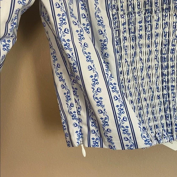 CAROLINE CONSTAS Carter Off The Shoulder Printed Cotton Blend Poplin Top Medium - Picture 10 of 11